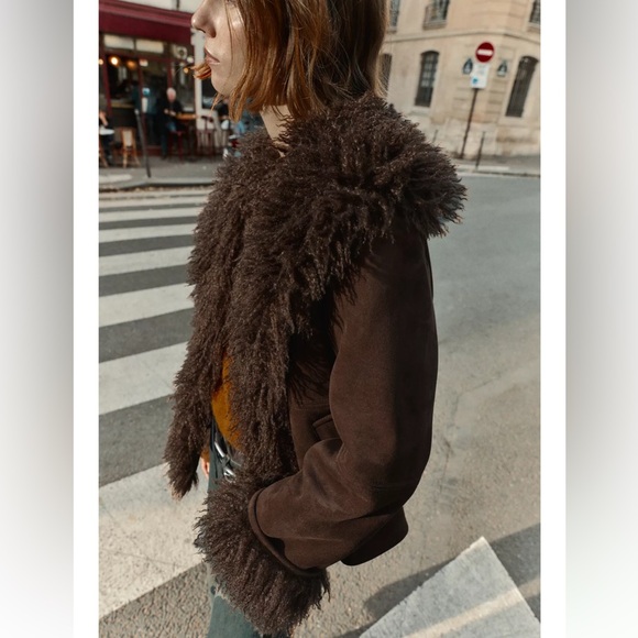 ZARA DOUBLE FACED FAUX FUR JACKET COAT PENNY LANE FAUX SUEDE 8372/221 SMALL XL - Picture 6 of 11